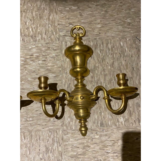 American 1920s Caldwell Brass Sconces - a Pair For Sale - Image 3 of 5