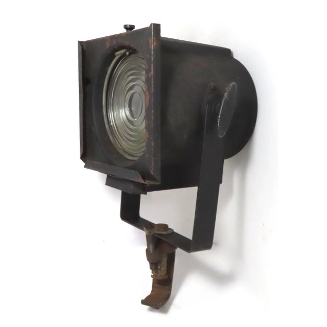 Mid 20th Century Authentic Vintage Mid Century Steel & Molded Glass Lens Theatre Stage Spotlight Lamp For Sale - Image 5 of 13