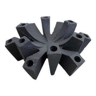 1960s Hallmark Danish Modern Black Cast Iron Sculptural Tiny Taper Candle Holder For Sale
