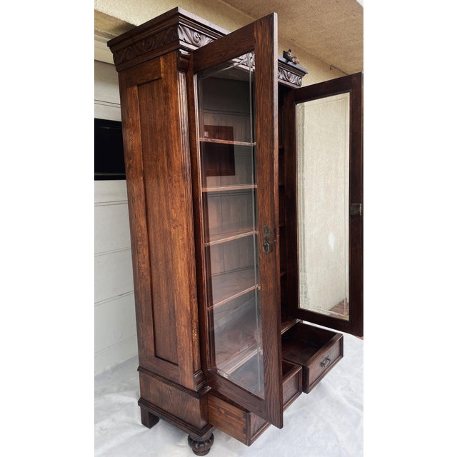 Antique Neo-Renaissance Oak Display Cabinet, 1910 For Sale - Image 16 of 18