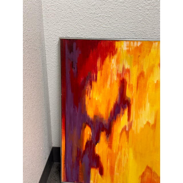 Mid Century Modern Canvas Painting, Framed For Sale In San Francisco - Image 6 of 12