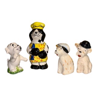 Vintage Canine Chic Curated Ceramic Dog Salt and Pepper Shakers-Set of 4 For Sale