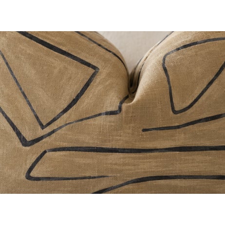 A striking pair of custom designer pillows handcrafted from iconic Graffito by Kelly Wearstler for Lee Jofa Modern in the...