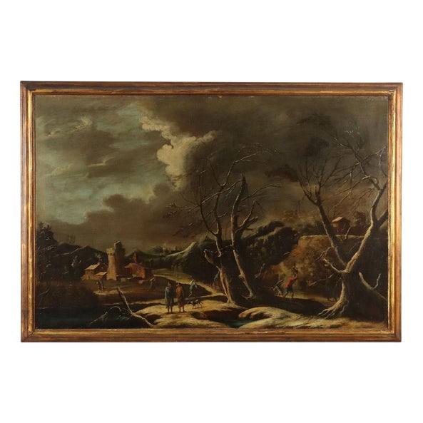 Marco Ricci, Winter Landscape, Oil on Canvas, Framed For Sale