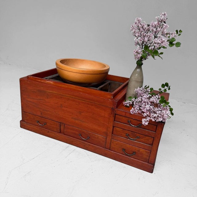 Antique Japanese Wooden Hibachi with Five Drawers, 1890s For Sale - Image 11 of 16