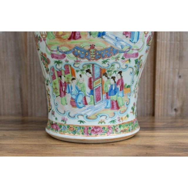 Large Antique Chinese Qing Dynasty Famille Rose Porcelain Vase, 1800s For Sale - Image 15 of 18