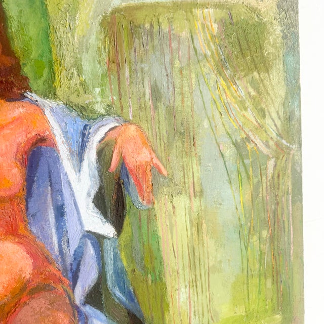 Vintage Original Oil Painting of Nude Woman Sitting For Sale In Miami - Image 6 of 8