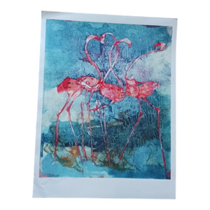 "Love Is in the Air" Flamingos by Edwin Salomon (1935-2014) Limited Ed. Serigraph Signed
