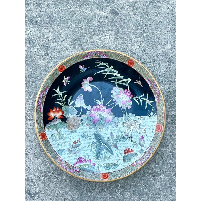 Vintage Monumental Asian Floral Bowl For Sale - Image 10 of 12