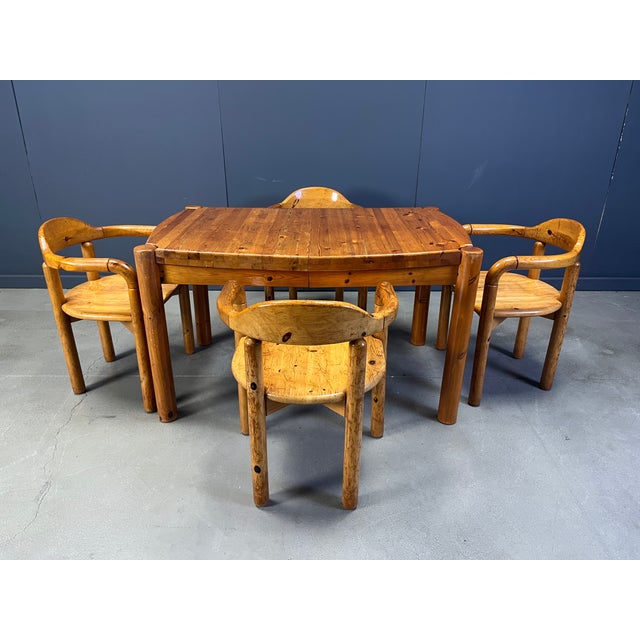 Pine Wood Dining Table and Chairs from CJ Rosengaarden, 1970s, Set of 5 For Sale - Image 11 of 12