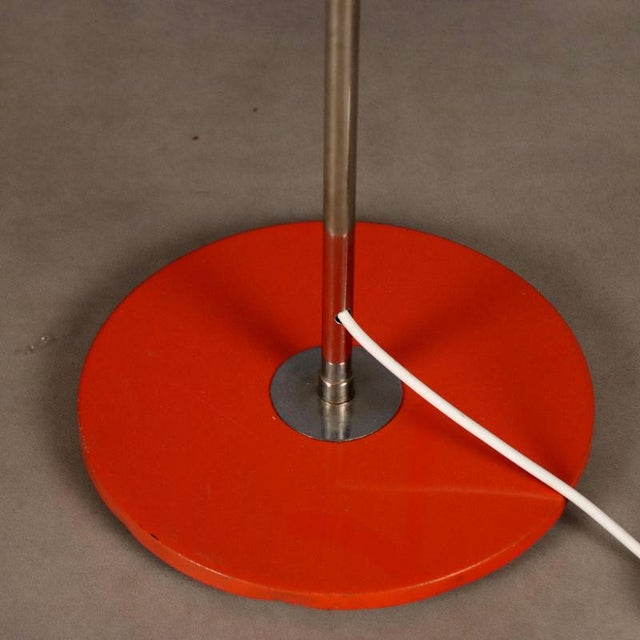Red Vintage Orange Enameled Metal Lamp For Sale - Image 8 of 9