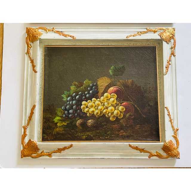 Textile 1820 Dark Academia Pair of Still Lives With Fruits Bogdaniy Style For Sale - Image 7 of 9