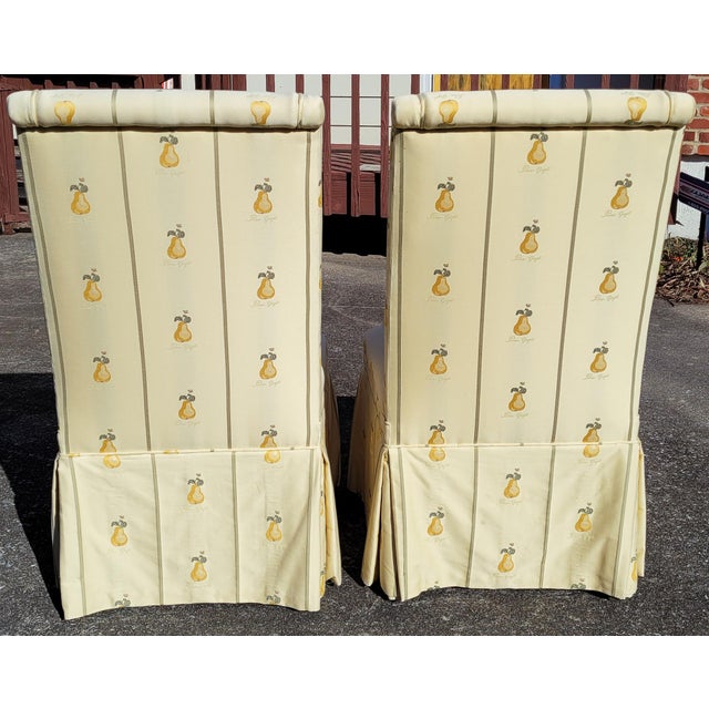 French Country Upholstered Parsons Dining Host Chairs With Pleated Box
