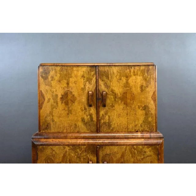 Brown Art Deco Burr Walnut Cocktail Cabinet, 1930s For Sale - Image 8 of 10