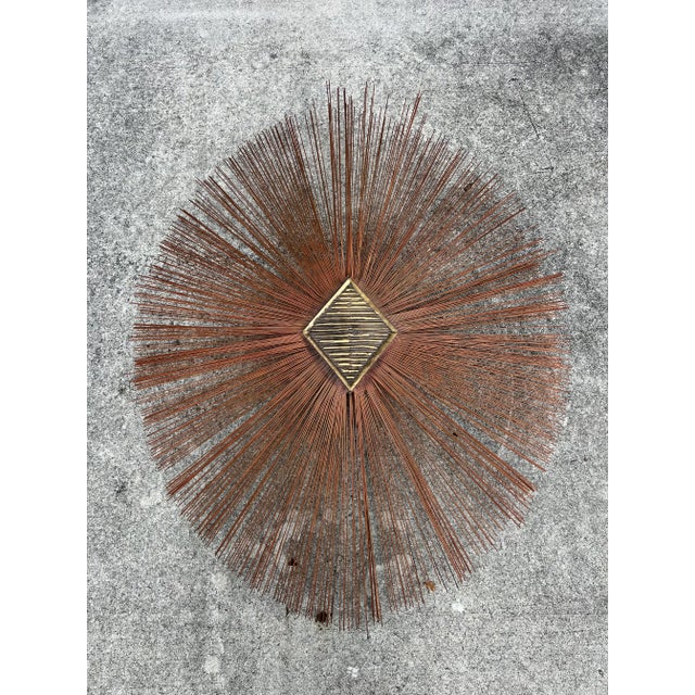 Metal 1960s Mid-Century Modern William and Bruce Friedle Wire Sunburst Wall Sculpture For Sale - Image 7 of 7