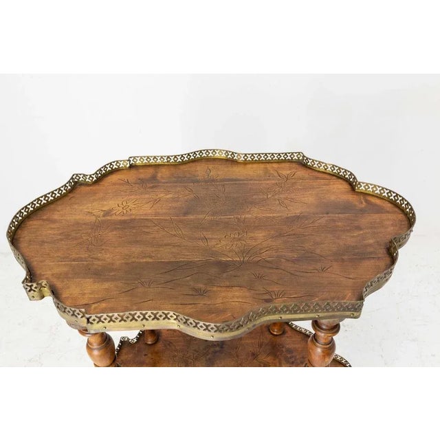 French Art Deco Brass & Poplar Serving Table or Side Table, 1930 For Sale - Image 5 of 10