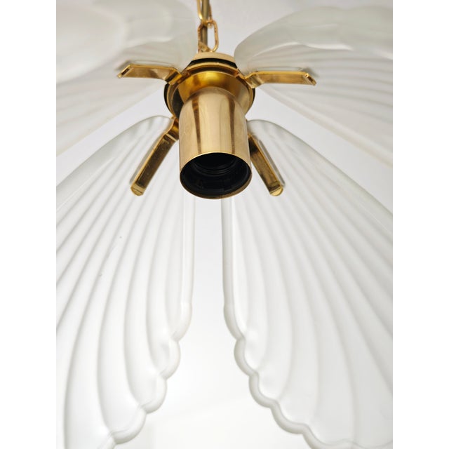 Mid-Century Modern Pendant Lamp in Opaque Satin Glass and Gilt Metal, Italy, 1970s For Sale - Image 16 of 18