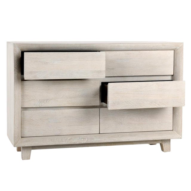 Contemporary White Bevel Wood 6-Drawer Dresser For Sale - Image 3 of 7