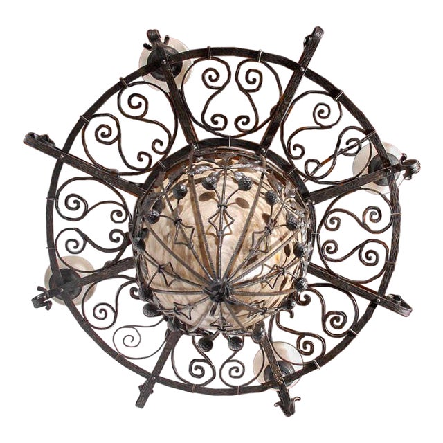 French Iron and Alabaster Fixture For Sale