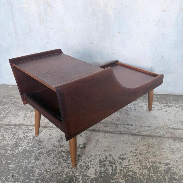 Gold Mid-Century Teak Telephone Bench Side Table from Chippy Heath For Sale - Image 8 of 9