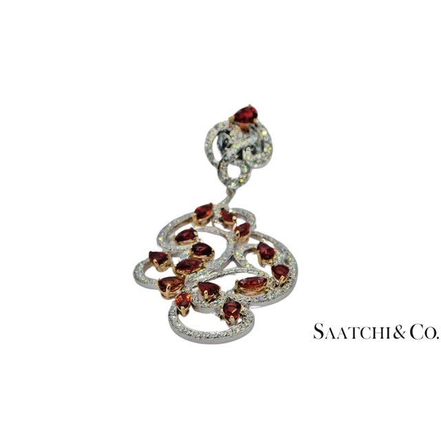 18k (750) White Gold Natural Brilliant Cut VVS Diamond & Ruby Earrings - Set of 2 For Sale In New York - Image 6 of 11