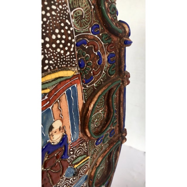 Raised Japanese Satsuma Style Asian Fish Vase Jug Urn For Sale - Image 12 of 13