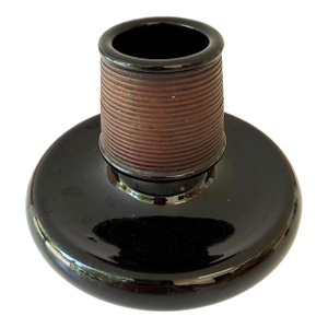 Antique English Match Striker / Match Holder – Black Glazed Stoneware – C. 1912