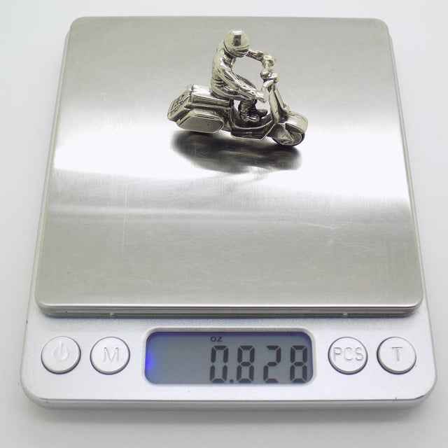 Vintage Italian Silver Vespa Piaggio Scooter Figurine, 1980s For Sale - Image 10 of 12