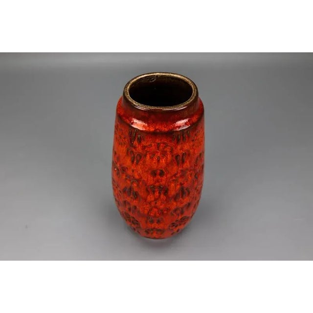 Mid-Century Fat Lava Red Glazed Ceramic Vase from Bay Keramik, W. Germany, 1970s For Sale - Image 10 of 15