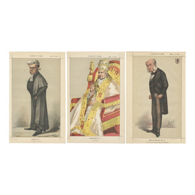 Vanity Fair Chromolithographs, 1870, Paper, Set of 3 For Sale