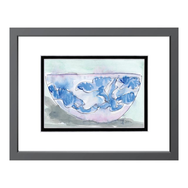 "Abstract Vintage Bowl" Contemporary Original Watercolor and Ink For Sale