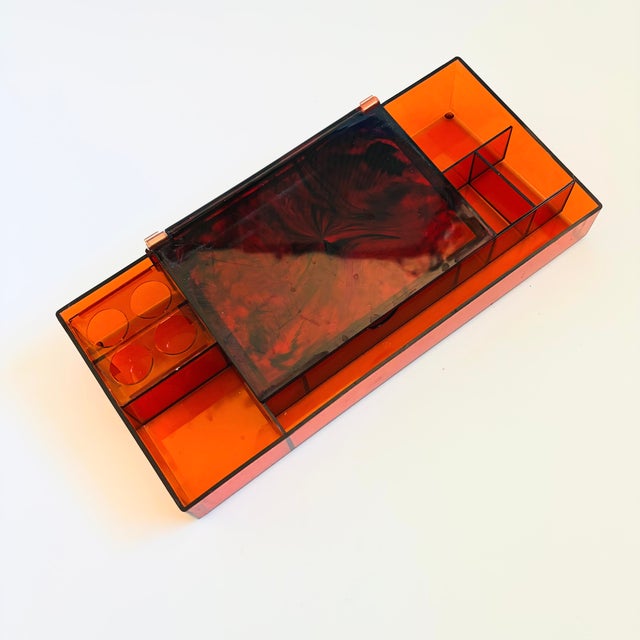 Tortoiseshell Lucite Vanity Organizer With Mirror For Sale - Image 4 of 11