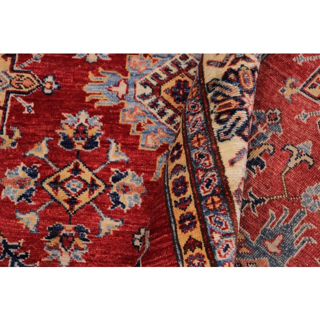 1990s Tribal Super Kazak Red/Beige Wool Rug - 5'7'' X 8'9'' For Sale - Image 5 of 7