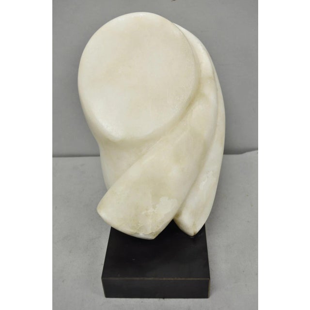 Vintage Modernist Abstract Carved Alabaster Marble Female with Long Hair Bust Figure Sculpture, Unsigned. Approx 20 lbs....