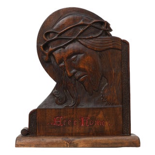 Ecce Homo Wooden Relief, Belgium, 1925 For Sale