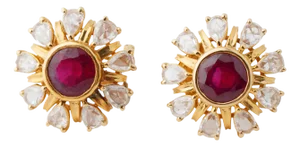 Natural ruby 4.80cts & diamond 1.75cts earring in 18k gold