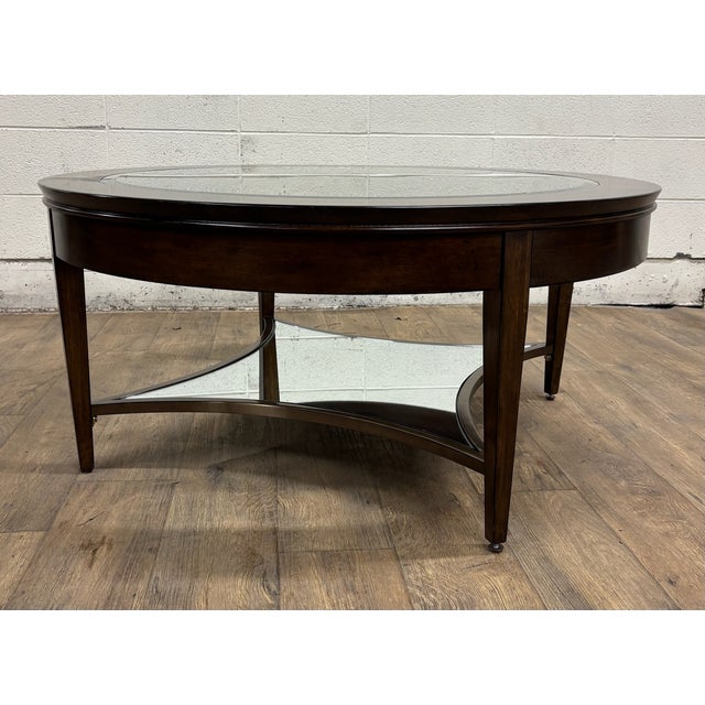 Vintage Kincaid Elise Glass Top Two Tier Oval Transitional Style Coffee Table For Sale - Image 13 of 13