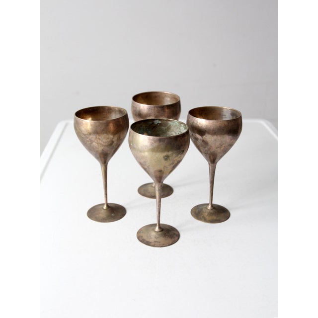 Mid 20th Century Mid-Century Modern Leonard Silverplate Goblets, Set of 4 For Sale - Image 4 of 14