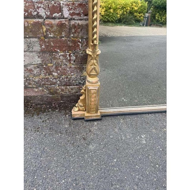 Antique English Gilt Rope Twist Framed Overmantle Mirror For Sale - Image 6 of 9