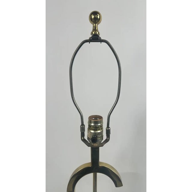 Mid-Century Modern Brass Table Lamp W Marble Base & Original Fabric Shade, Pair For Sale - Image 15 of 16