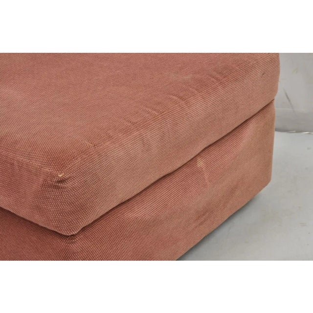Mauve Late 20th Century Vintage Thayer Coggin Modern Upholstered Mauve Color Ottoman on Wheels For Sale - Image 8 of 11