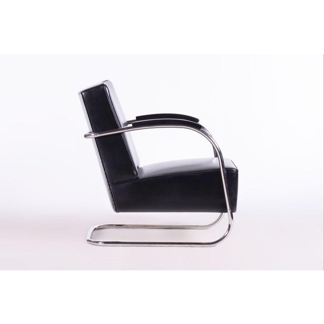 Bauhaus Lounge Chair in Leather from Mücke Melder, Czechia, 1930s For Sale - Image 6 of 12