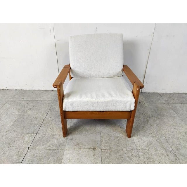 Vintage Pine Wood Armchair, 1960s For Sale - Image 4 of 11