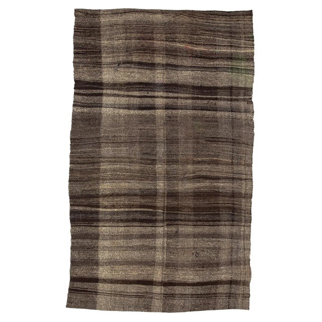 Textile Vintage Turkish Tan Kilim Rug-5'10x10'4" For Sale - Image 7 of 7