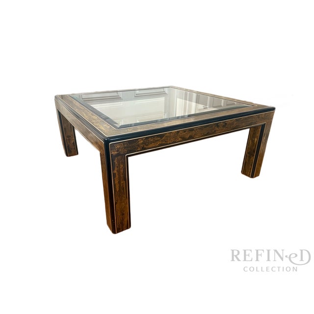 1970s Acid-Etched Brass & Glass Coffee Table, C. 1960s–1970s For Sale - Image 5 of 15