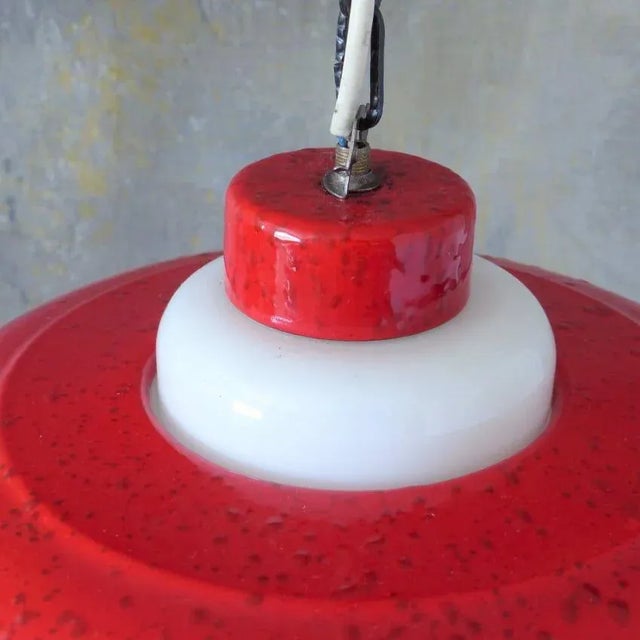 Metal Ceiling Lamp with Red Enamel Overlay, 1960s For Sale - Image 7 of 14