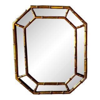 Vintage Faux Bamboo Gilt Wall Mirror For Sale