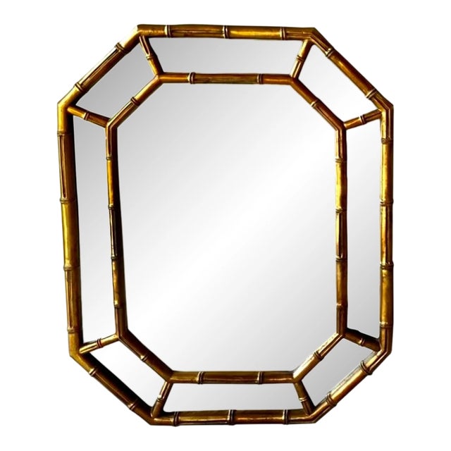 Vintage Faux Bamboo Gilt Wall Mirror For Sale