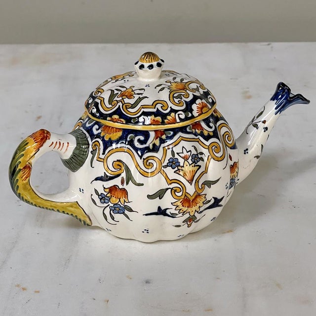 19th Century French Faience 8 Piece Hand-Painted Tea Service For Sale - Image 10 of 18
