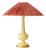 Butter Yellow Ceramic Table Lamp with Pink Silk Pleated Shade from Casa Pupo, Spain, 1960s For Sale